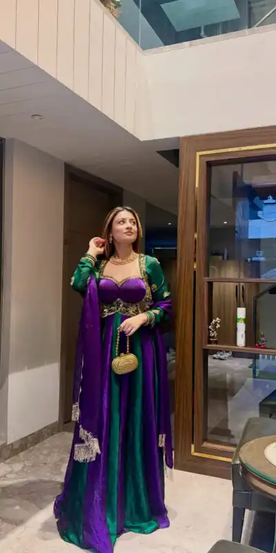 ZD 10025 Purple Fendy Silk Gown with Embroidery Work & Sequins Work. Special Price ₹2399. Delivery 4-6 Working Days. Shop now. | Gowns, Bollywood Gowns, Creative Gowns, Designer Gowns, Embroidered Gowns, Party Wear Gowns