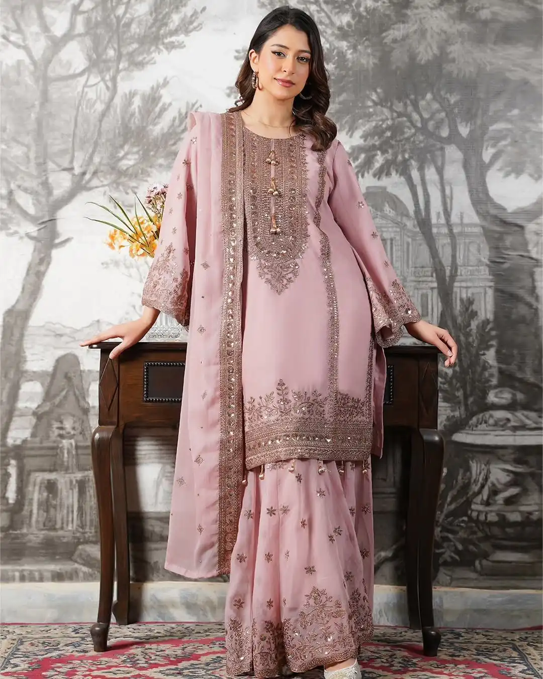 NSR 890 Pink Fendy Silk Salwar Suitwith Embroidery Work & Lace Work. Now at just ₹2399. Delivery 4-6 Working Days. Shop now. | Jump Suits, Salwar suit, Casual Suits, Creative suits, Designer Suits, Palazzo Suits, Party Wear Suits, Patiala Suits, Straight Suits