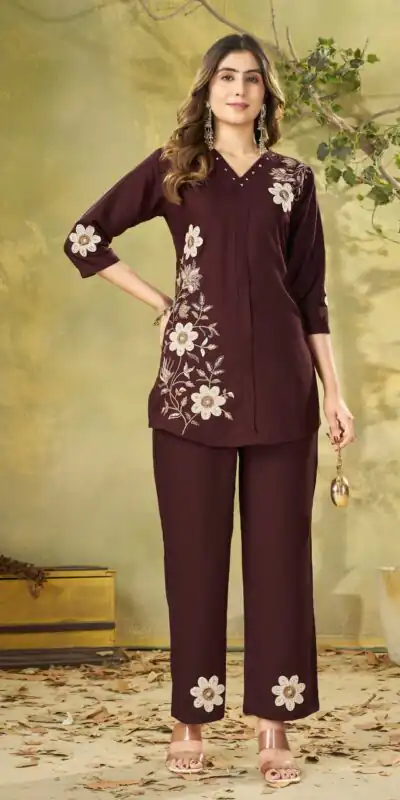 DIVA 161 Brown Colour Rayon Cotton Kurti with Embroidery Work. Introductory Price ₹1949. Delivery 4-6 Working Days. Shop now. | Kurti, Bollywood Kurti, Creative Kurtis, Designer Kurti, Party Wear Kurti, Selfie Kurti