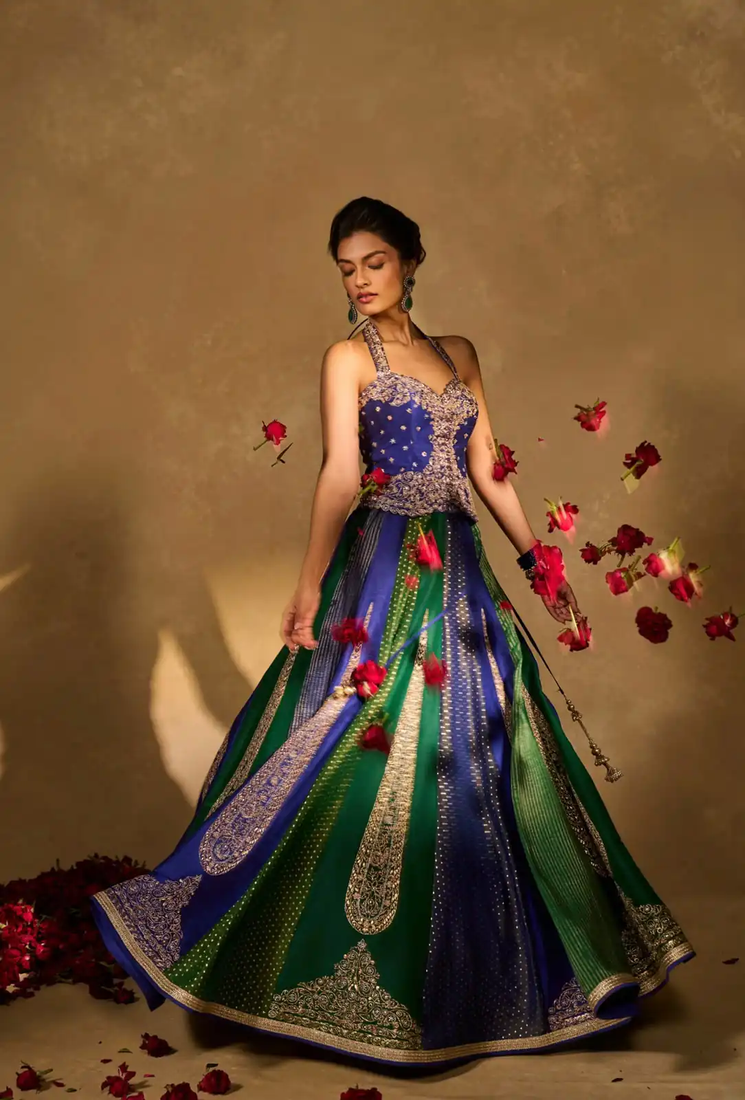 Aglow Blue Chinon Silk Multi Thread Work Lehenga Choli - Image 5