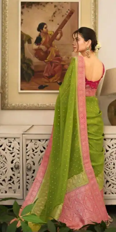 Alternative view of Alluring Green Soft Silk Jacquard All Over Saree