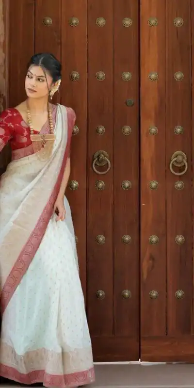 Alluring White Soft Silk Jacquard All Over Saree
