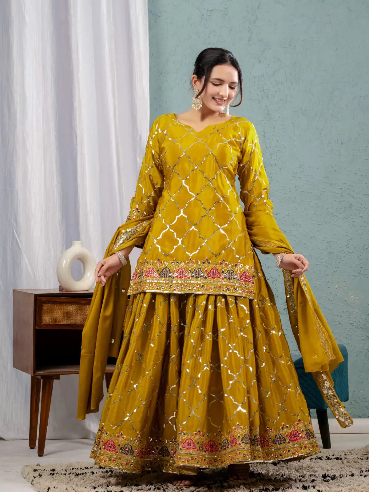 Angelic Mustered Chinon Silk Sequence Work Salwar Suit - Image 3