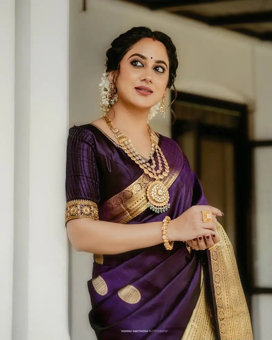 Classic Purple Banarasi Silk Jacquard Golden Zari Saree