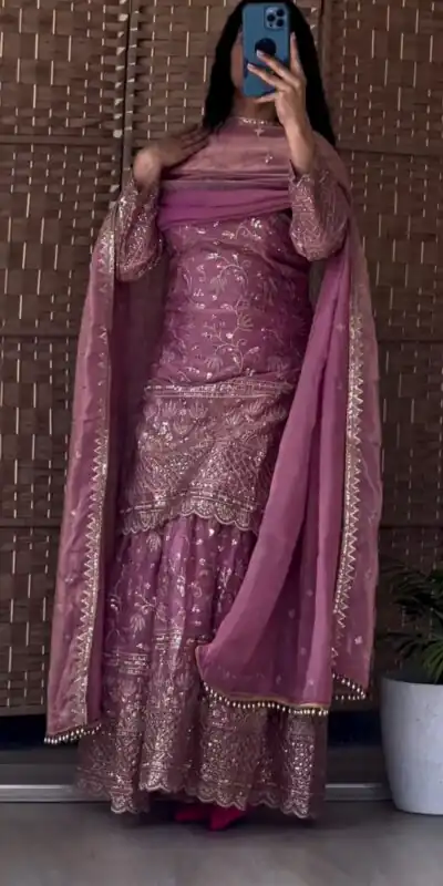 Alternative view of Cool Lavender Fandy Crush Silk Sequins Work Salwar Suit