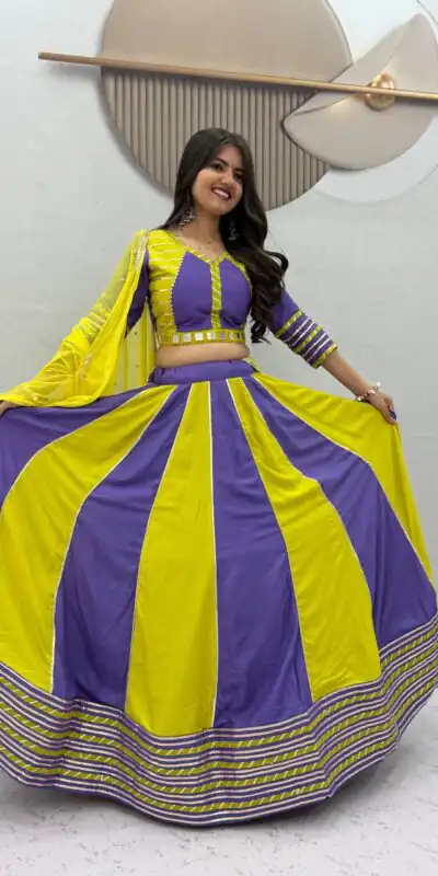 Alternative view of Fancy Lavender Pure Cotton Hand Work Lehenga Choli