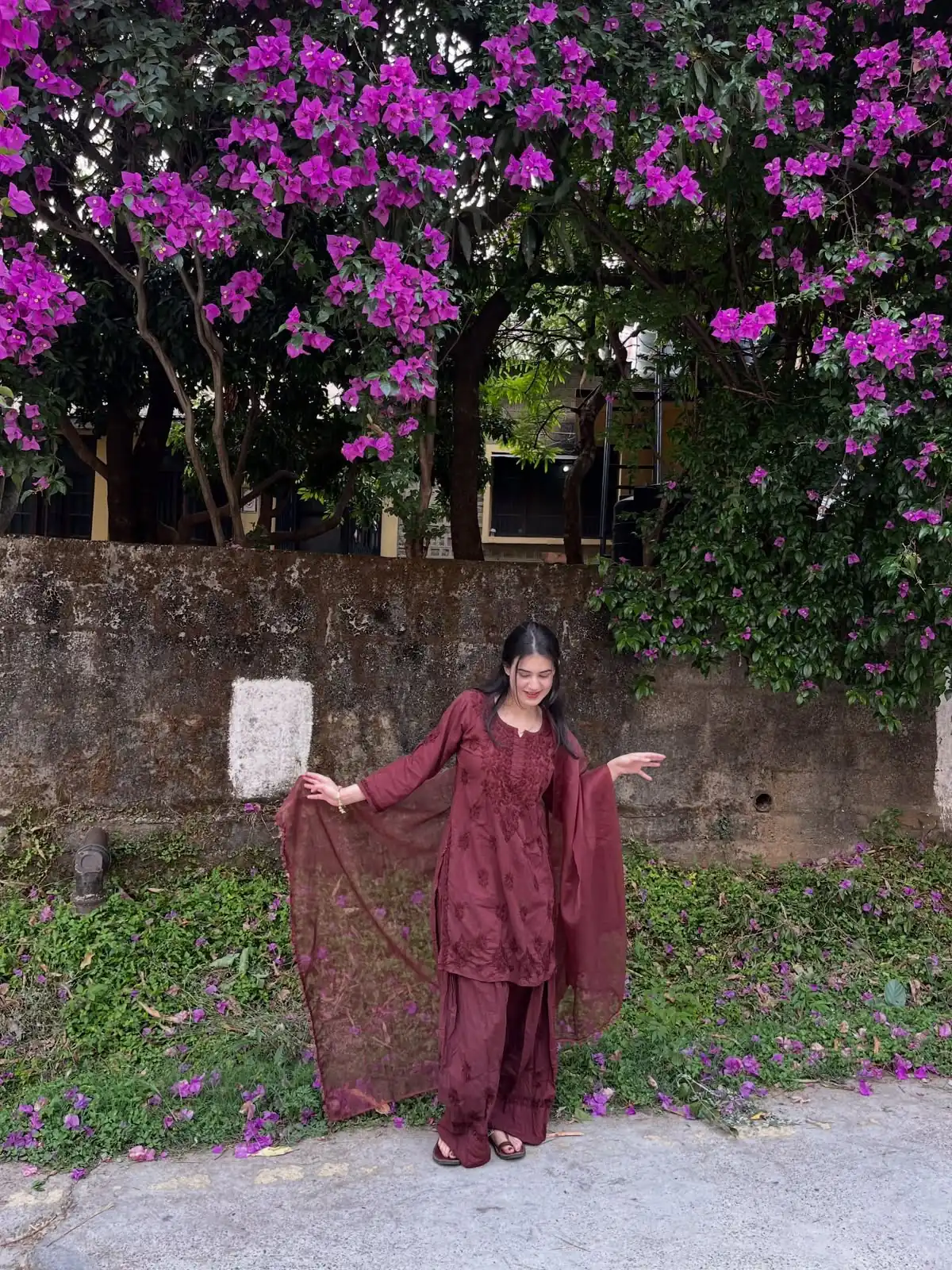 Fancy Maroon Rayon Embroidery Work Salwar Suit - Image 3