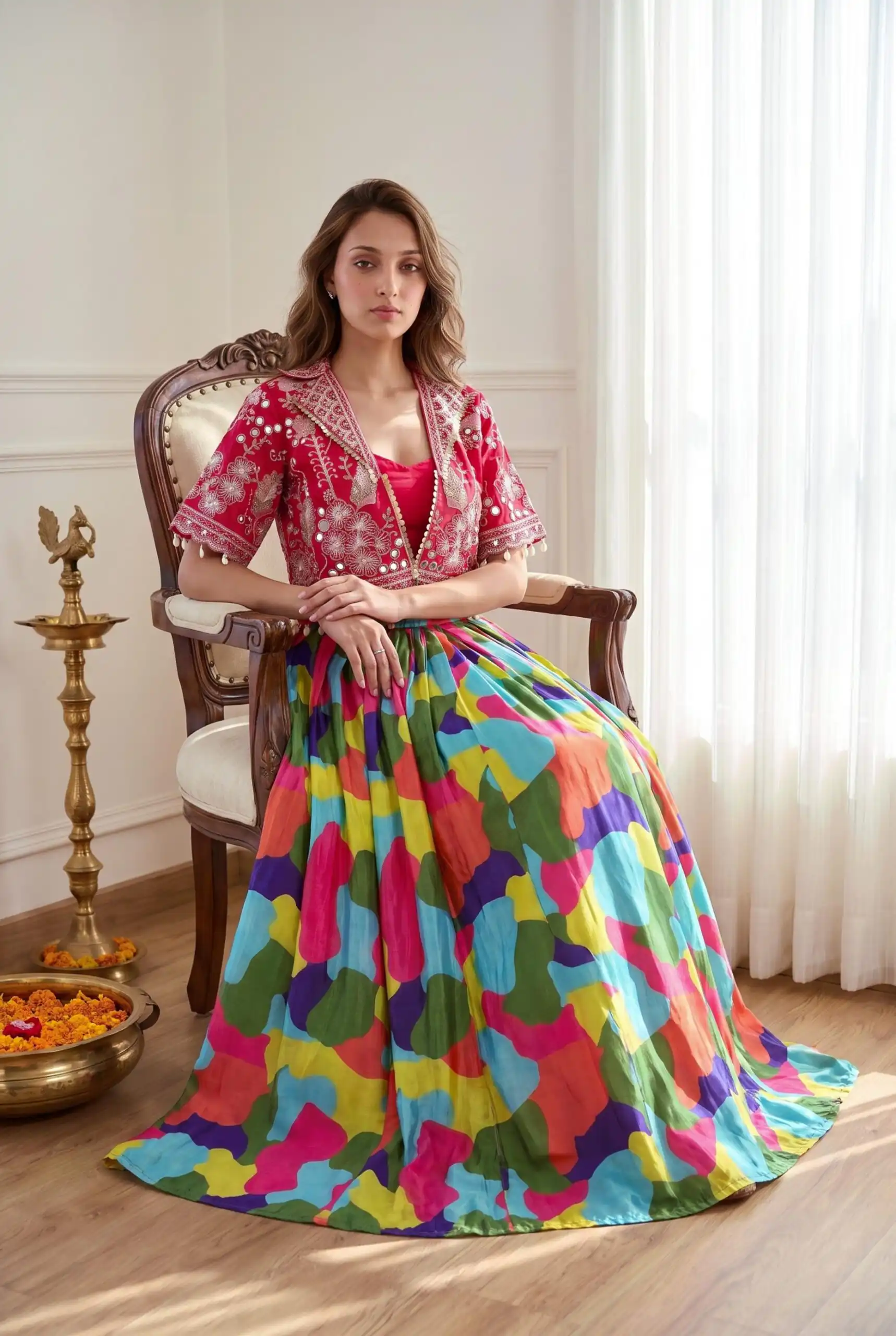 Fancy Pink Chinon Silk Sequence Work Lehenga Choli - Image 8