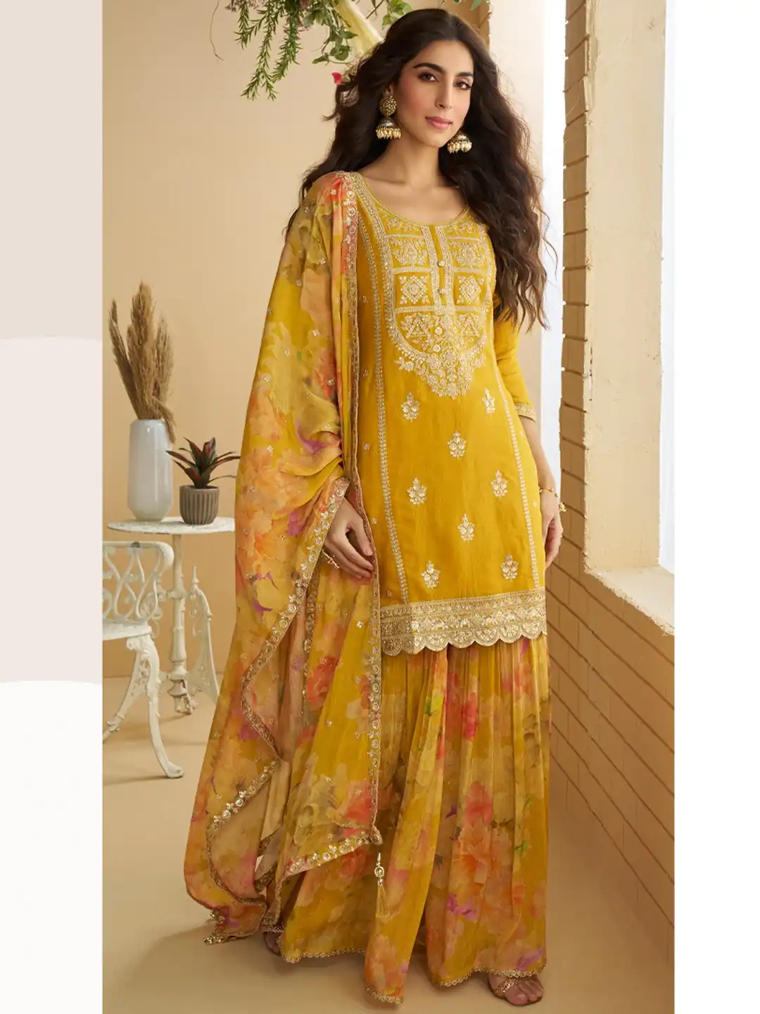 Glowing Mustered Chinon Sequence Work Salwar Suit - Image 2