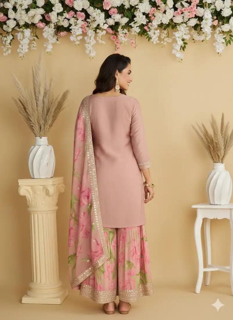 Glowing Pink Chinon Sequence Work Salwar Suit - Image 5