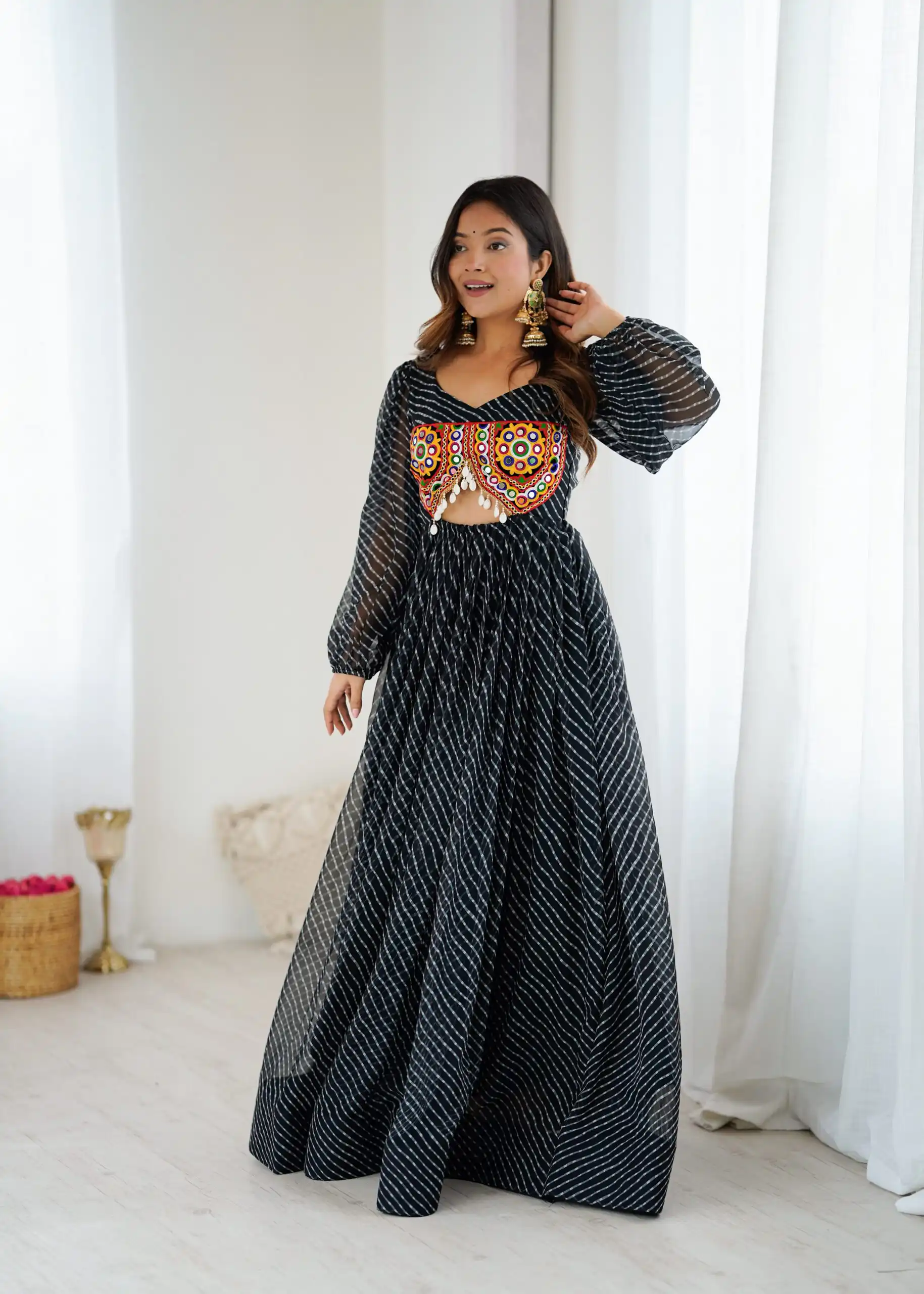 Magical Black Georgette Digital Print Work Gown - Image 5