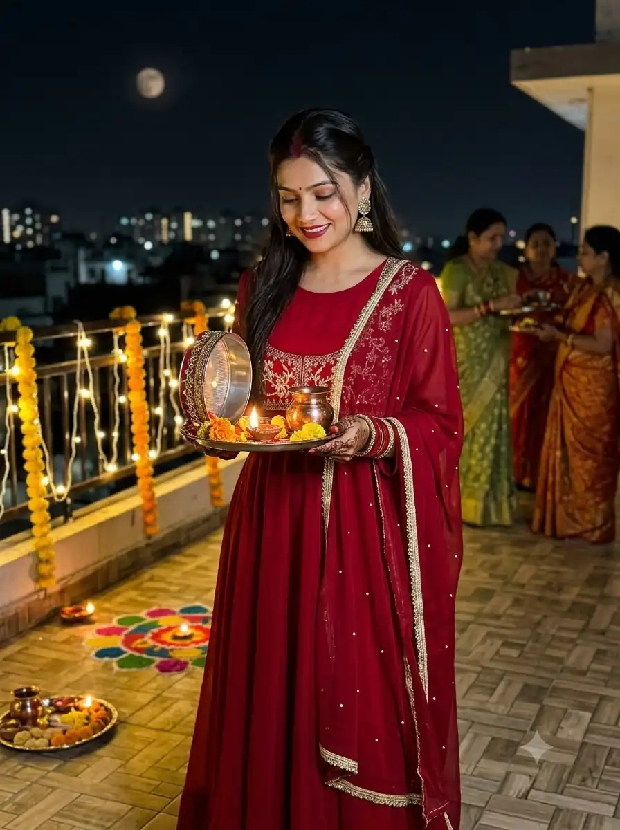 Magical Red Georgette Blooming Sequence Work Gown