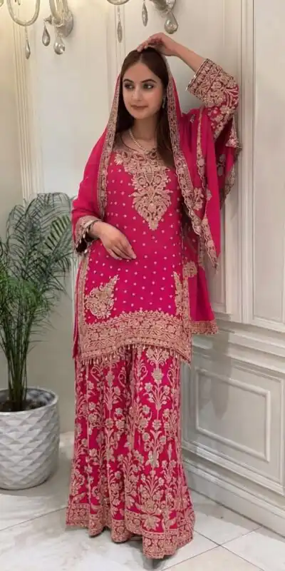Alternative view of Perfect Pink Faux Georgette Sequence Work Salwar Suit