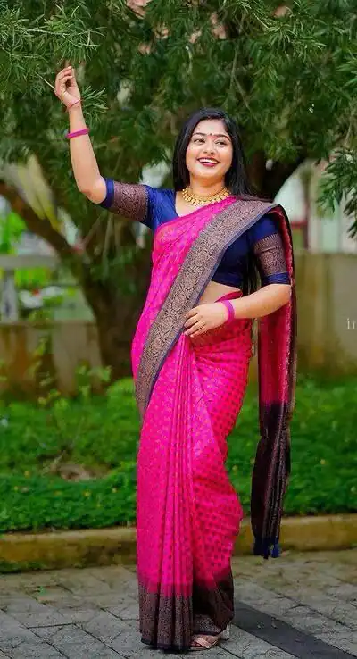 Perfect Pink Lichi Silk Jacquard All Over Work Saree