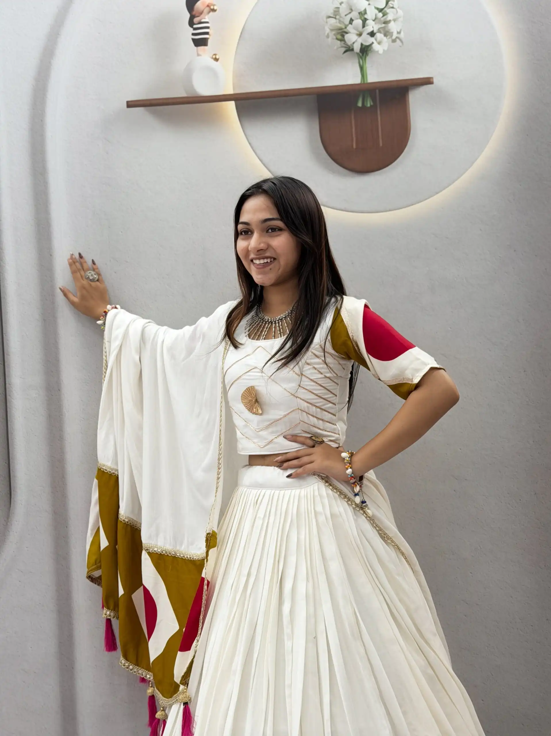 Super White Cotton Gota Patti Work Lehenga Choli - Image 5