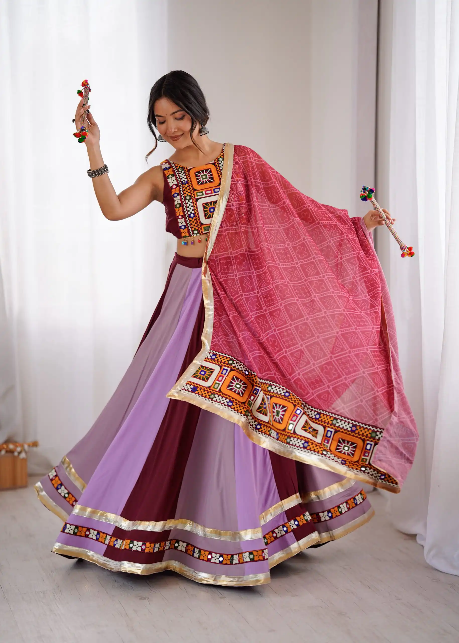 Trendy Maroon Rayon Gamthi Work Lehenga Choli - Image 7