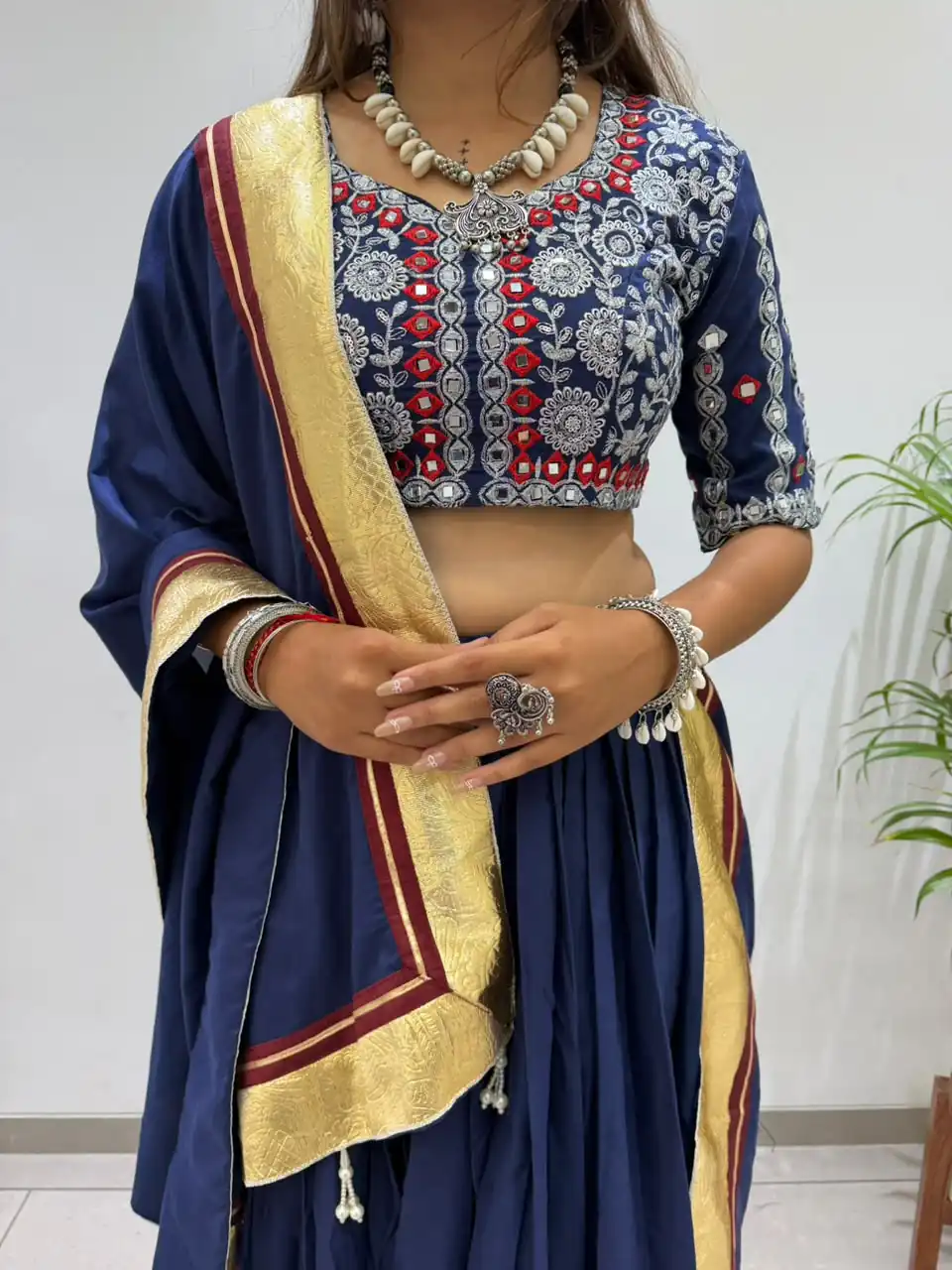 Trendy Navy Blue Rayon Embroider Work Lehenga Choli - Image 5