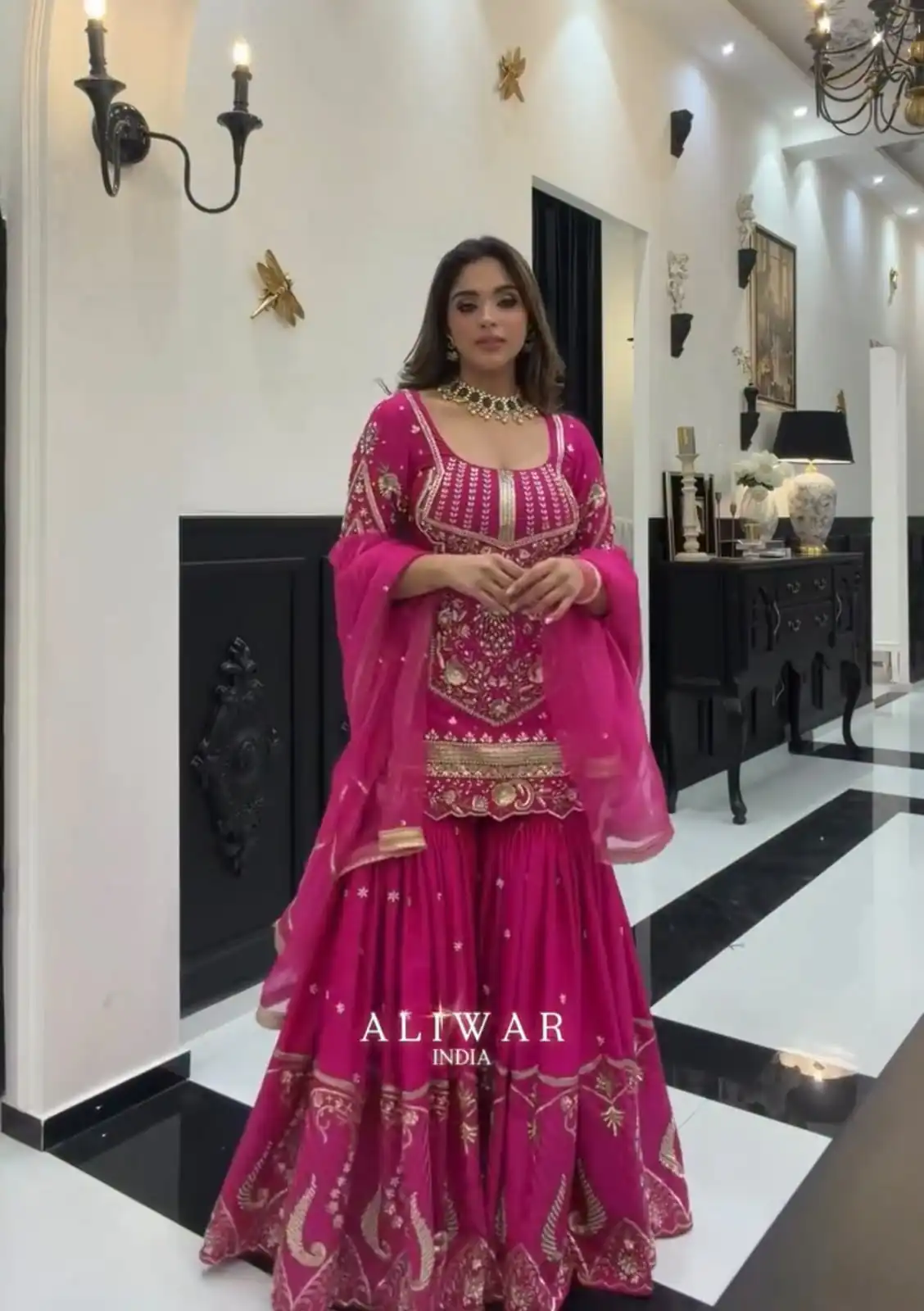 Trendy Pink Faux Georgette Sequence Work Salwar Suit - Image 3