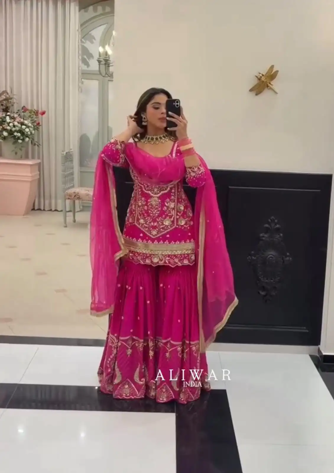 Trendy Pink Faux Georgette Sequence Work Salwar Suit - Image 2