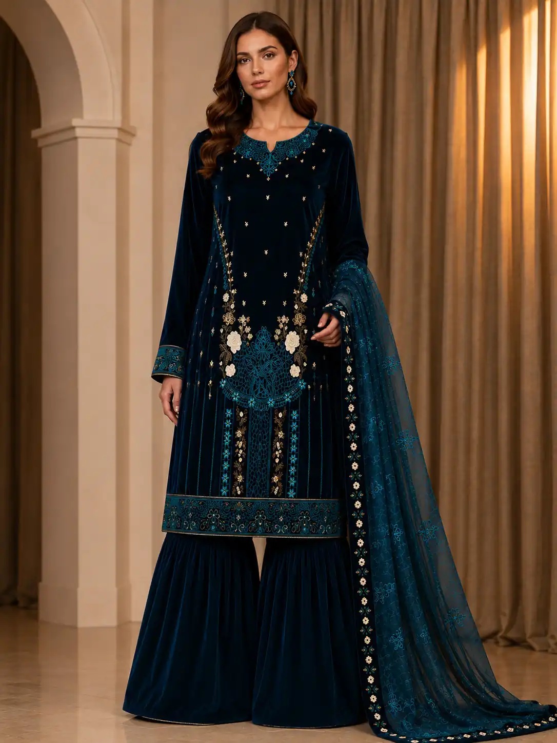 Trendy Rama 9000 Velvet Sequence Work Salwar Suit