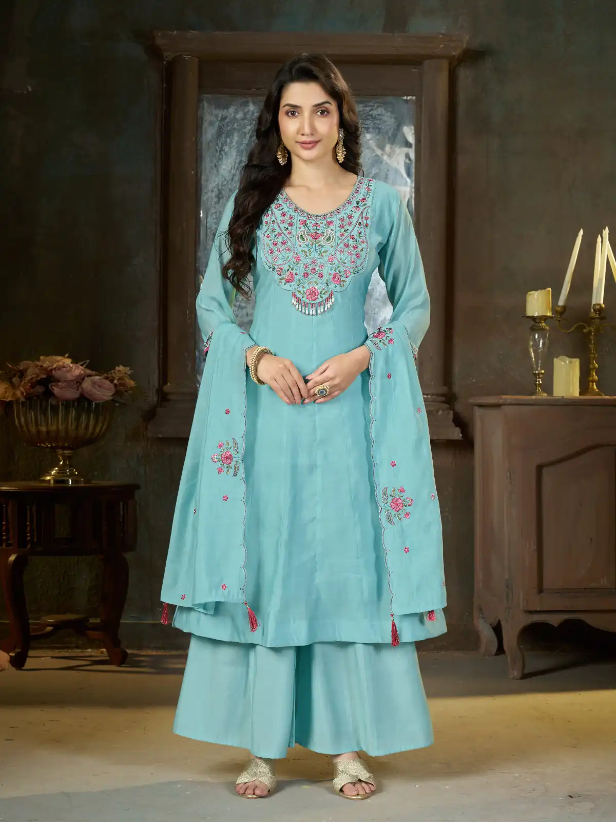 DIVA 175 Sea Blue Mal Chanderi Salwar Suit Perfect for Wedding, Party, Baisakhi, Housewarming, Sangeet – Introductory Price ₹2899. Delivery 4-6 Working D | Jump Suits, Salwar suit, Casual Suits, Creative suits, Designer Suits, Palazzo Suits, Party Wear Suits, Patiala Suits, Straight Suits