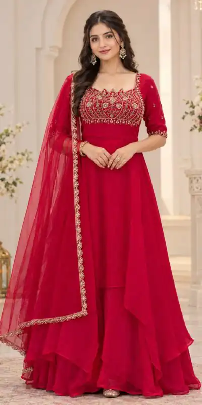 ST 1214 Pink Fendy Crush Gown with Embroidery Work & Sequins Work. Special Price ₹2449. Delivery 4-6 Working Days. Shop now. | Gowns, Bollywood Gowns, Creative Gowns, Designer Gowns, Embroidered Gowns, Party Wear Gowns