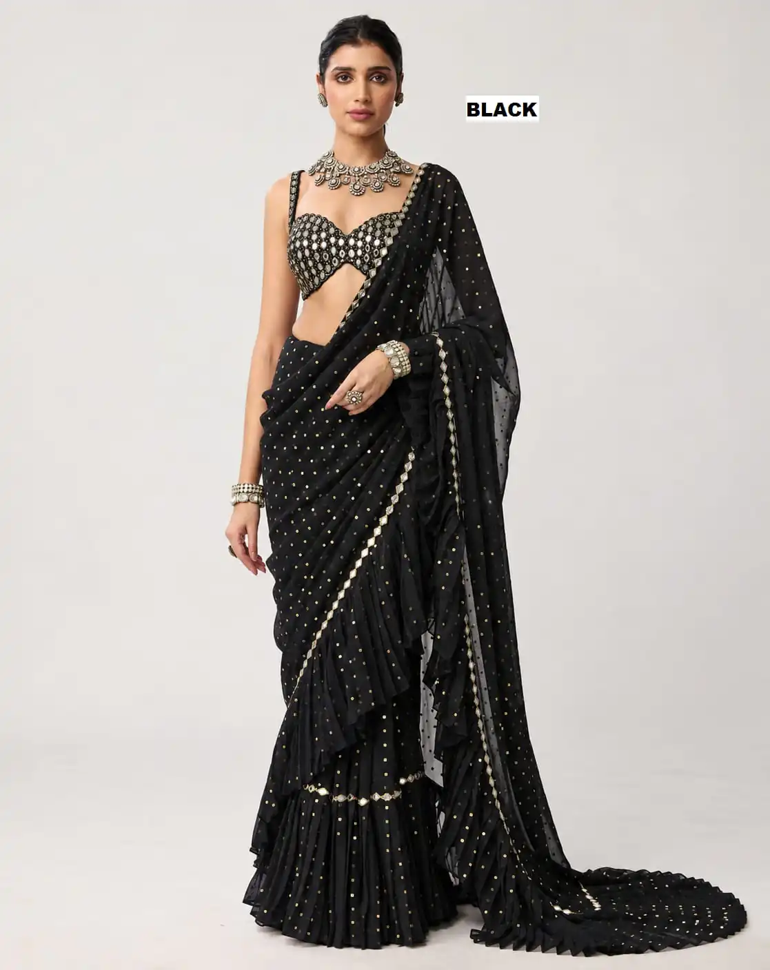 DF 3455 Black Color Faux Georgette Embroidery Sequins Work Saree Casual, Wedding, Festive, Events . Expected Delivery  4-6 Working Days @2199/- only                                                                                | Designer Sarees, Modern Digital sarees, Sarees, Bollywood Sarees, Creative Sarees, Embroidered Sarees, Ethnic Saree, Party Wear Sarees