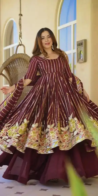 MF 533 Maroon Faux Georgette Salwar Suit with Lace Work & Digital Print. Introductory Price ₹2399. Delivery 4-6 Working Days. Shop now. | Anarkali Suits, Bollywood Anarkali, Creative-Anarkali, Designer Anarkali, Embroidered Anarkali, Party Wear Anarkali
