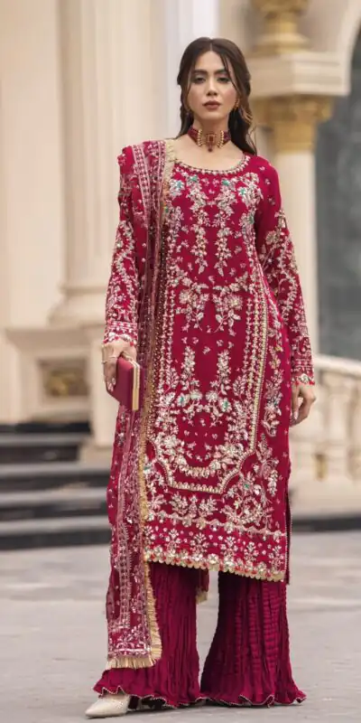 SRK 5333 Maroon Faux Georgette Salwar Suit with Mirror Work & Embroidery Work. Get it for ₹2799. Delivery 4-6 Working Days. Shop now. | Jump Suits, Salwar suit, Casual Suits, Creative suits, Designer Suits, Palazzo Suits, Party Wear Suits, Patiala Suits, Straight Suits