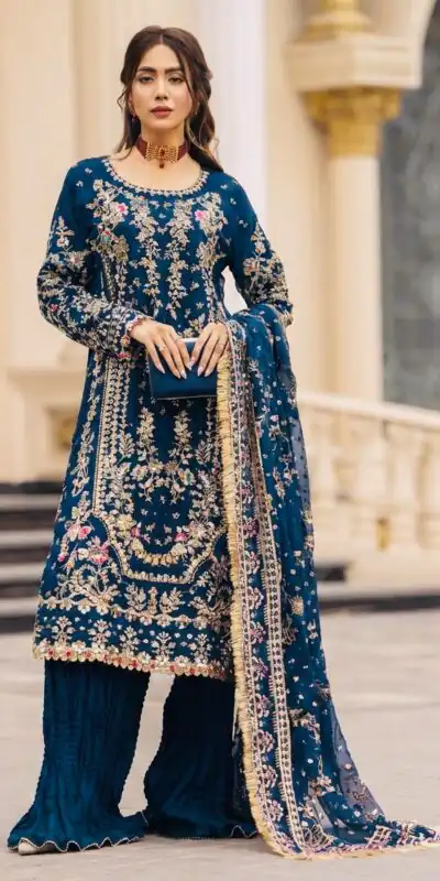 SRK 5333 Teal Faux Georgette Salwar Suit with Mirror Work & Embroidery Work. Get it for ₹2799. Delivery 4-6 Working Days. Shop now. | Jump Suits, Salwar suit, Casual Suits, Creative suits, Designer Suits, Palazzo Suits, Party Wear Suits, Patiala Suits, Straight Suits