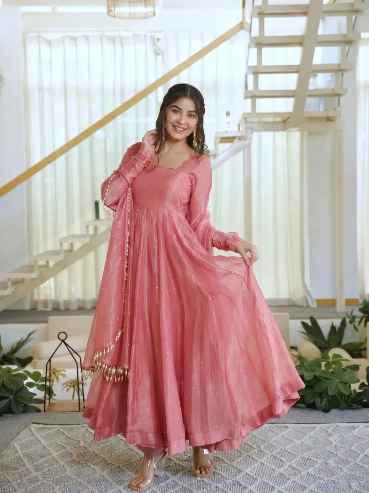 KD 1641 Peach in Salsa Silk Embroidery Work & Sequins Work Gown . Get it for ₹2899. Delivery 4-6 Working Days. Online Shop now. | Gowns, Bollywood Gowns, Creative Gowns, Designer Gowns, Embroidered Gowns, Party Wear Gowns