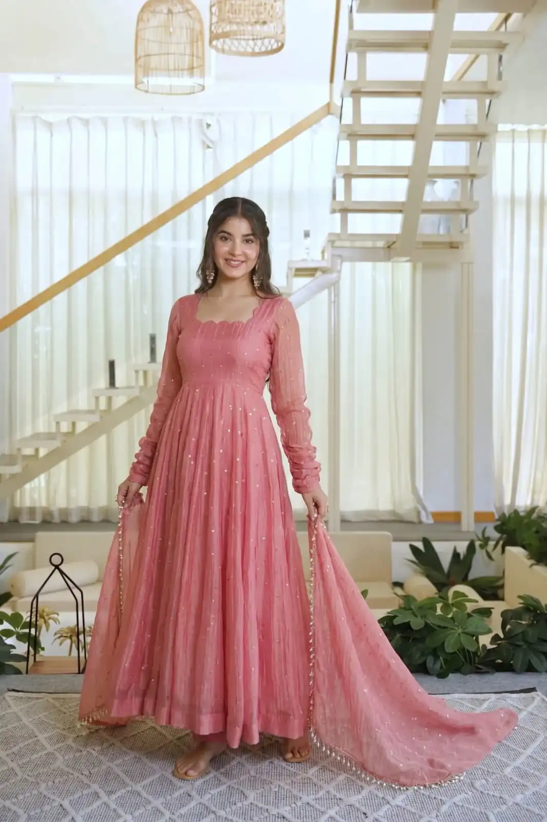 KD 1641 Peach in Salsa Silk Embroidery Work & Sequins Work Gown . Get it for ₹2899. Delivery 4-6 Working Days. Online Shop now. | Gowns, Bollywood Gowns, Creative Gowns, Designer Gowns, Embroidered Gowns, Party Wear Gowns