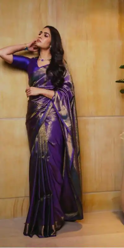 KPR 238 Purple Soft Lichi Silk Cloth. With Lace Work & Lace Border Saree . Grab it for ₹1599. Delivery 4-6 Working Days. Shop now. | Designer Sarees, Modern Digital sarees, Sarees, Bollywood Sarees, Creative Sarees, Embroidered Sarees, Ethnic Saree, Party Wear Sarees