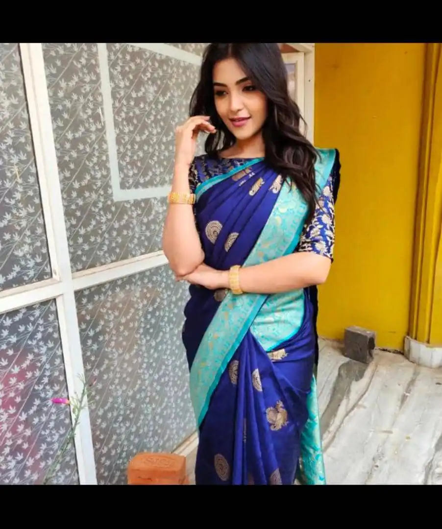 KPR 083 Blue Soft Lichi Silk Saree with Lace Work & Lace Border. Introductory Price ₹1649. Delivery 4-6 Working Days. Shop now. | Designer Sarees, Modern Digital sarees, Sarees, Bollywood Sarees, Creative Sarees, Embroidered Sarees, Ethnic Saree, Party Wear Sarees