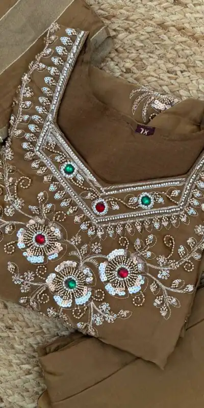 DIVA 188 Brown Glass Silk Salwar Suit Perfect for Wedding, Party, Durga Puja, Haldi, Makar Sankranti –Available at ₹2799 only. Delivery 4-6 Working Days | Jump Suits, Salwar suit, Casual Suits, Creative suits, Designer Suits, Palazzo Suits, Party Wear Suits, Patiala Suits, Straight Suits