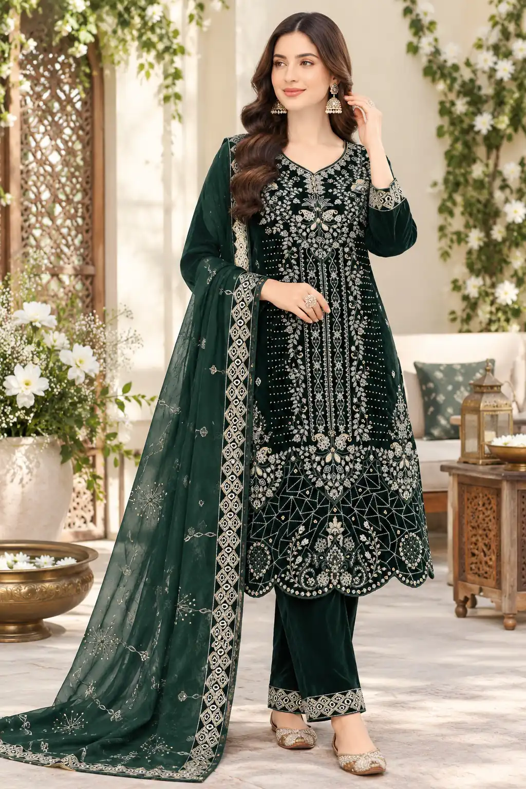 FC 736 Green 9000 Velvet Salwar Suit. Perfect for Wedding, Party, Bridal Wear, Onam, Karwa Chauth – Exclusive Offer ₹3049. Delivery 4-6 Working Days. | Jump Suits, Salwar suit, Casual Suits, Creative suits, Designer Suits, Palazzo Suits, Party Wear Suits, Patiala Suits, Straight Suits