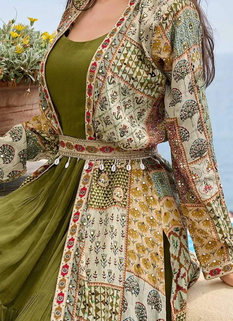 FC 20034 Mehendi Crepe Silk Shrug Suit Perfect for Wedding, Party, Festival Celebrations, Holi, Pooja – . Introductory Price ₹3049. Delivery 4-6 Working | Jump Suits, Salwar suit, Casual Suits, Creative suits, Designer Suits, Palazzo Suits, Party Wear Suits, Patiala Suits, Straight Suits