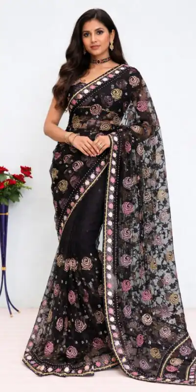 BT GULABO Black Color Butterfly Net 5mm Sequence Embroiderer Work Saree Casual, Wedding, Festive, Events . Expected Delivery 4-6 Working Days @2299/- only | Designer Sarees, Modern Digital sarees, Sarees, Bollywood Sarees, Creative Sarees, Embroidered Sarees, Ethnic Saree, Party Wear Sarees