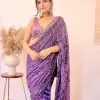 Dazzling Purple Color Heavy Sequence Work Saree