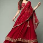 Resplendent Red Color Trendy Sequence Work Ruffle Lehenga Choli