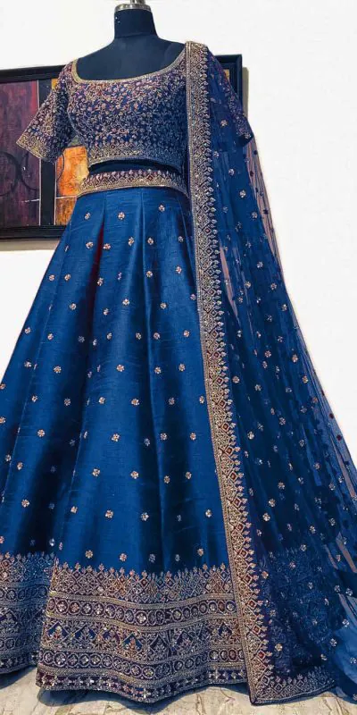Elegant Blue Color Embroidery Sequence Work?Festive Lehenga Choli