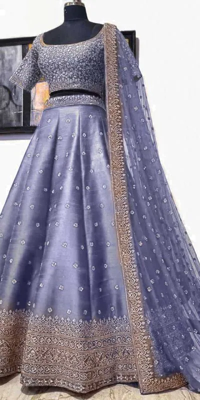 Elegant Light Purple Color Embroidery Work Party Wear Lehenga Choli