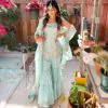Look Beautiful Sky Blue Color Embroidery Sequins Work Sharara Suit