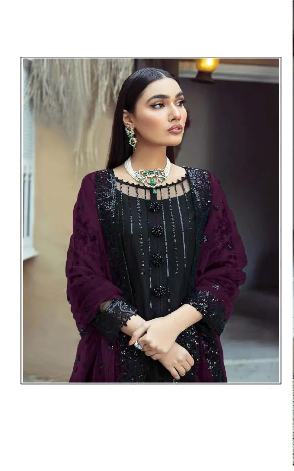New Exclusive Black & Purple Faux Georgette Salwar Suit - Image 2