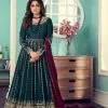 Adorable Stone Green Color Gown Georgette With Embroidery Work