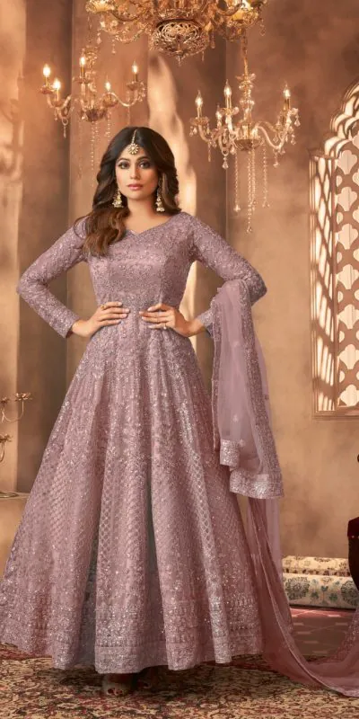 Beautiful Brown Color Sequence With Embroidery Work Gown