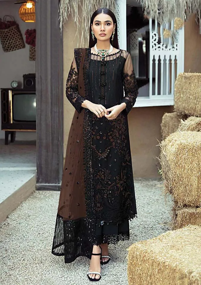 New Exclusive Black & Brown Faux Georgette Salwar Suit
