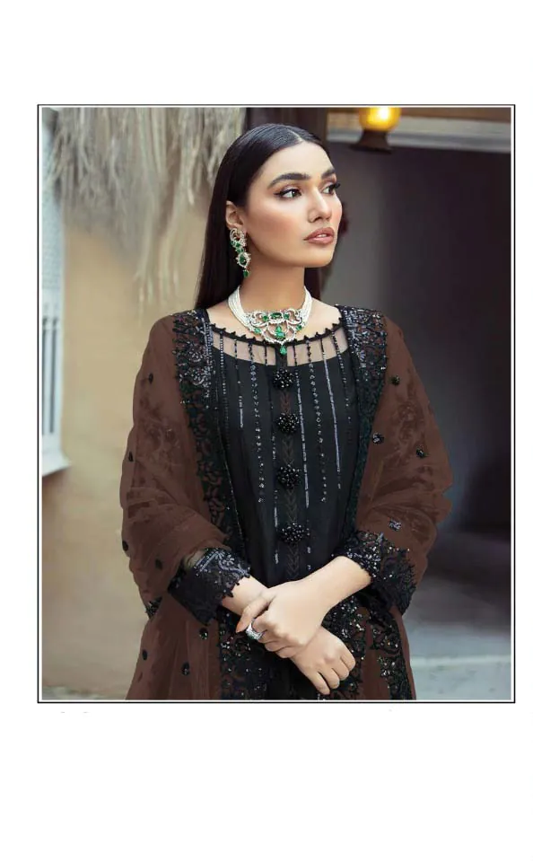 New Exclusive Black & Brown Faux Georgette Salwar Suit - Image 2
