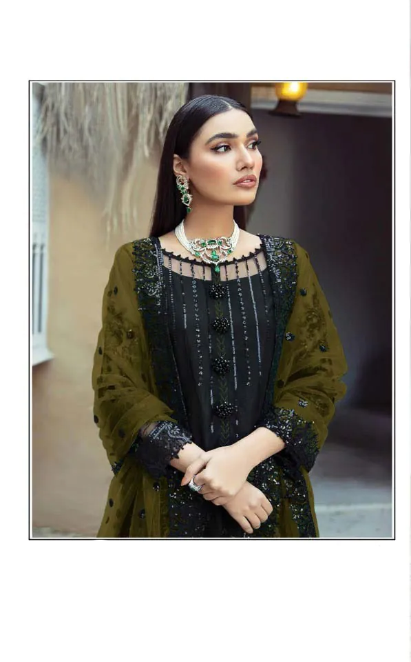 New Exclusive Black & Green Faux Georgette Salwar Suit - Image 2