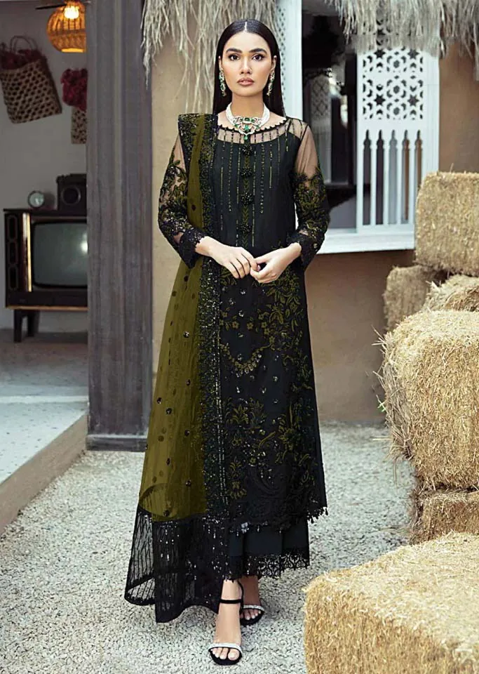 New Exclusive Black & Green Faux Georgette Salwar Suit